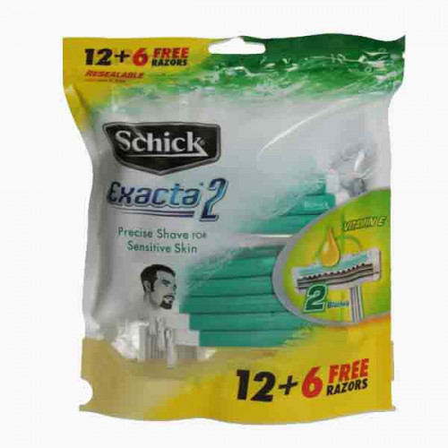 SCHICK EXACTA 2 SENSITIVE RAZOR 12+6FREE شفرات حلاقة حساسة 12+6مجانا