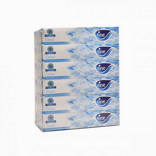 FINE CLASSIC TISSUES (SQUARE BOX) فاين مناديل الوجة الورقية كلاسيك /مزدوج 100 حبة 