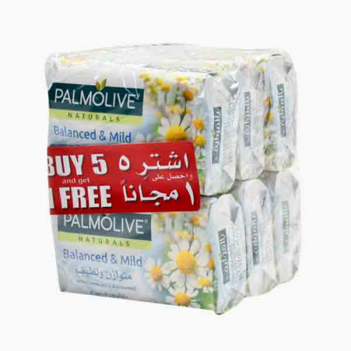 PALMOLIVE SOAP WHITE-CAMOML & VIT E 125GM 5+1 FREE صابون 6x125حبه