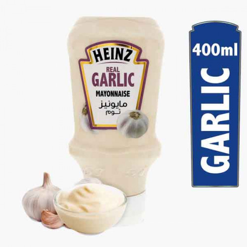 HEINZ MAYONNAISE GARLIC 400ML. SQUEEZE PK مايونيز ثوم هاينز 400مل