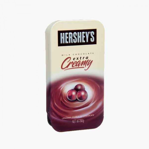 HERSHEYS PEARL MILK CHOC TIN 50 GM
 شوكلاته بالحليب هارشيس علبة 50جرام